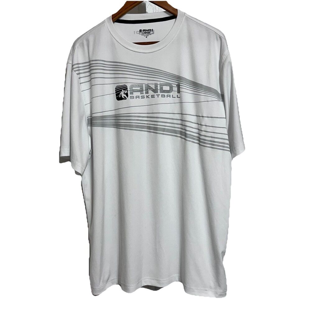 Vintage AND1 Basketball Logo T-Shirt White And Gray 90s Y2K Large